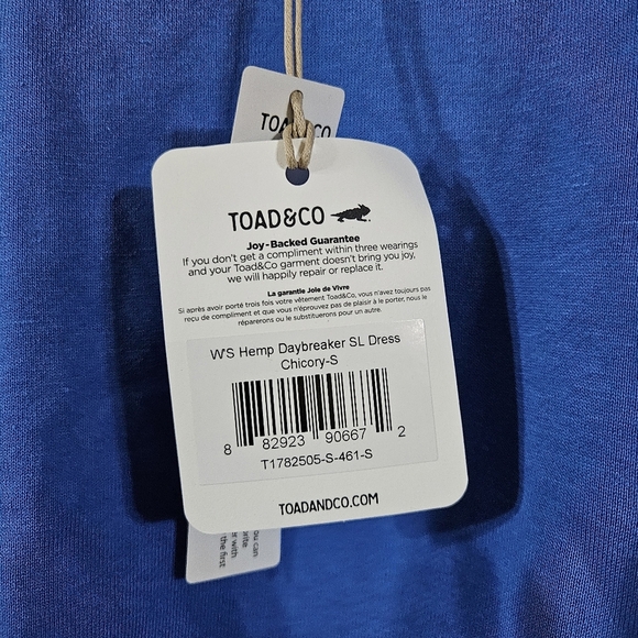 Toad&co blue casual office dress with pockets size small nwt‎ Hemp daybreaker - Picture 7 of 7